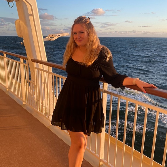 Black Long Lantern Sleeve Ruffle Mini Dress with Bow - Picture 3 of 3